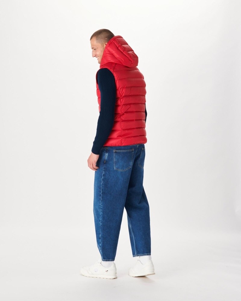 Red JOTT Grand Cold Sleeveless Men's Down Jackets | LVL-3843