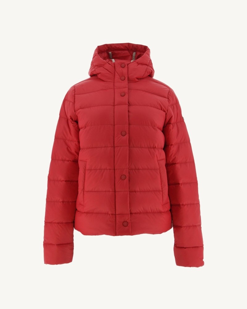 Red JOTT Jane Straight Hooded Women's Padded Jackets | JWU-2566