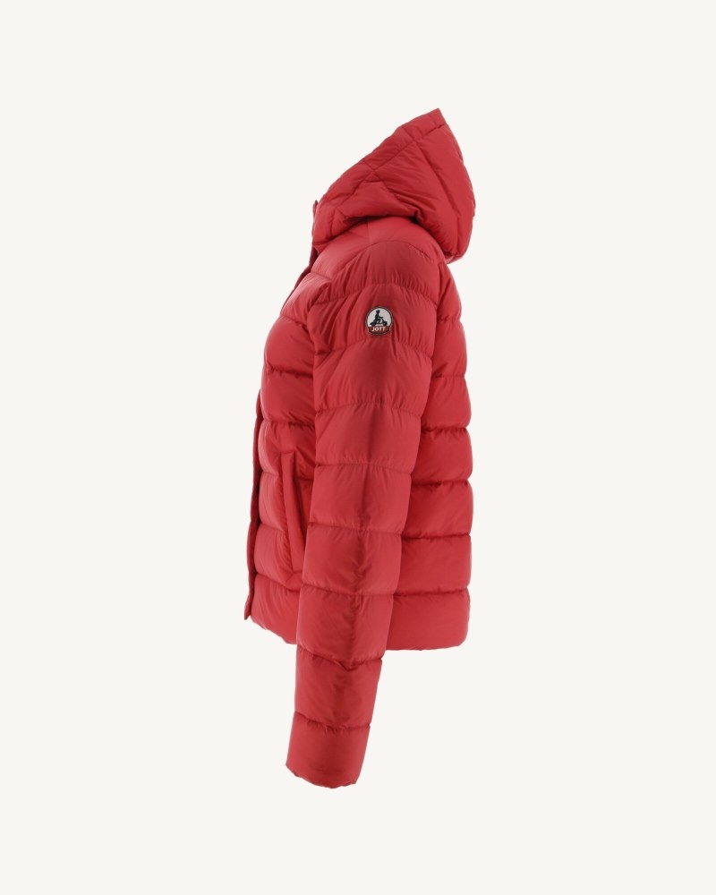 Red JOTT Jane Straight Hooded Women's Padded Jackets | JWU-2566