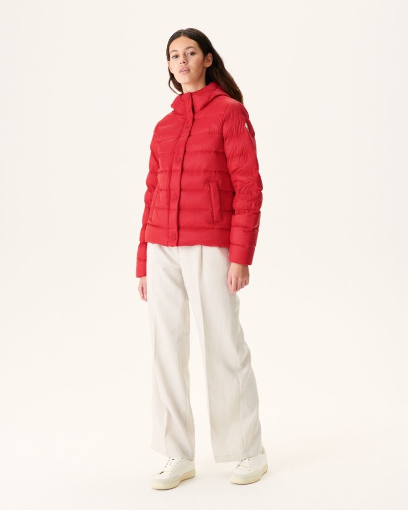 Red JOTT Jane Straight Hooded Women's Padded Jackets | JWU-2566