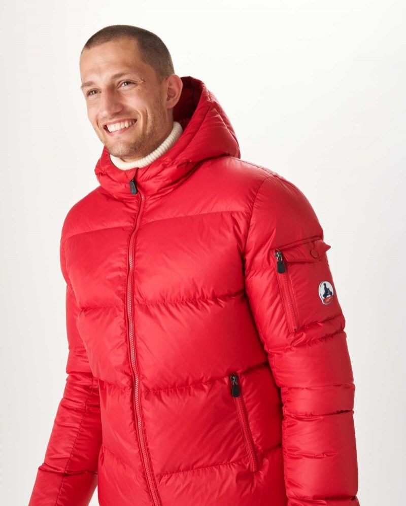 Red JOTT Java Great Cold Hooded Men's Down Jackets | GKI-5988