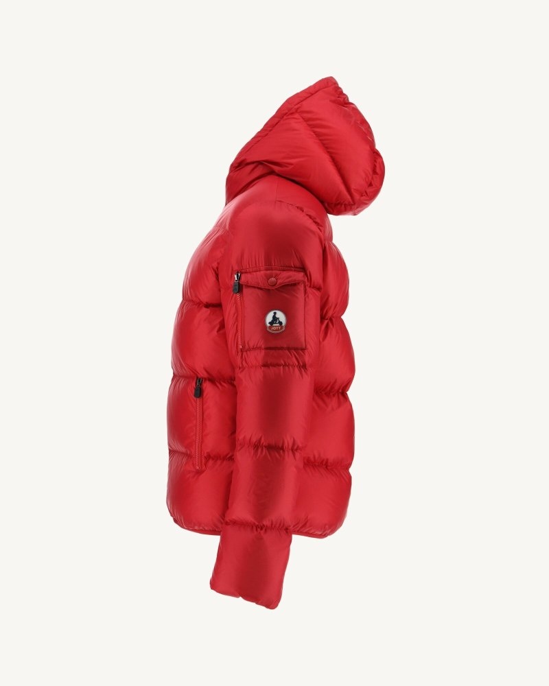 Red JOTT Java Great Cold Hooded Men's Down Jackets | GKI-5988