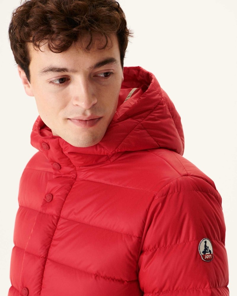 Red JOTT Jorge Hooded Men's Puffer Jackets | SGS-3417