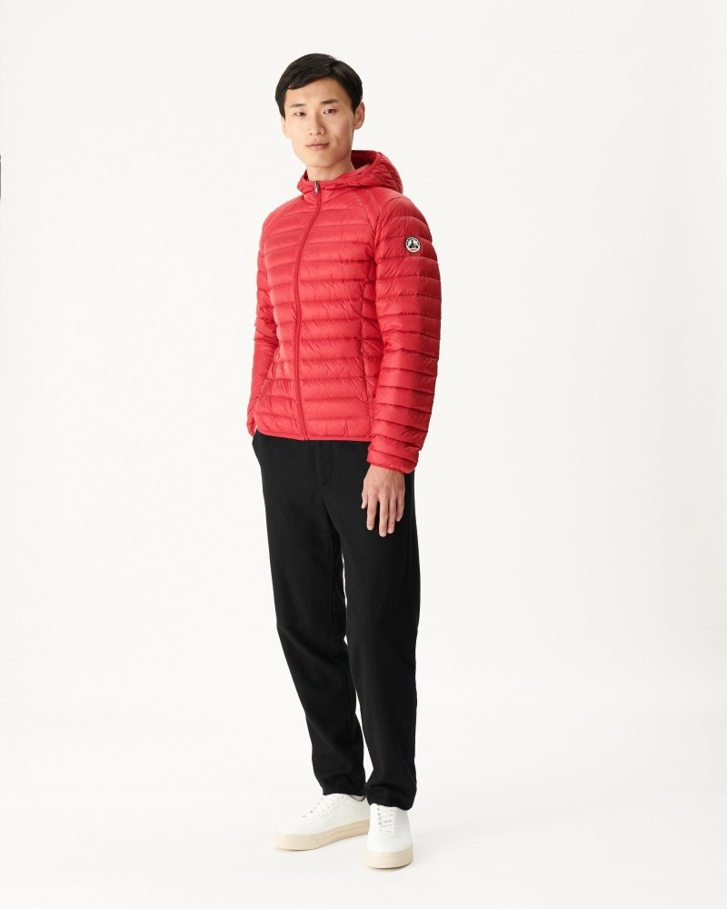 Red JOTT Nico Light Hooded Men's Puffer Jackets | HBQ-2399