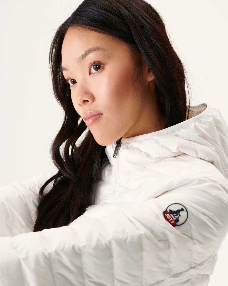 White JOTT Cloe Lightweight Hooded Women's Puffer Jackets | OJG-9262