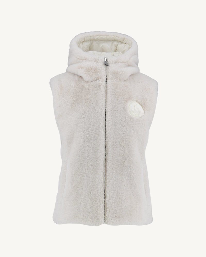 White JOTT Daria Reversible Great Cold Sleeveless Women's Down Jackets | NIC-4996