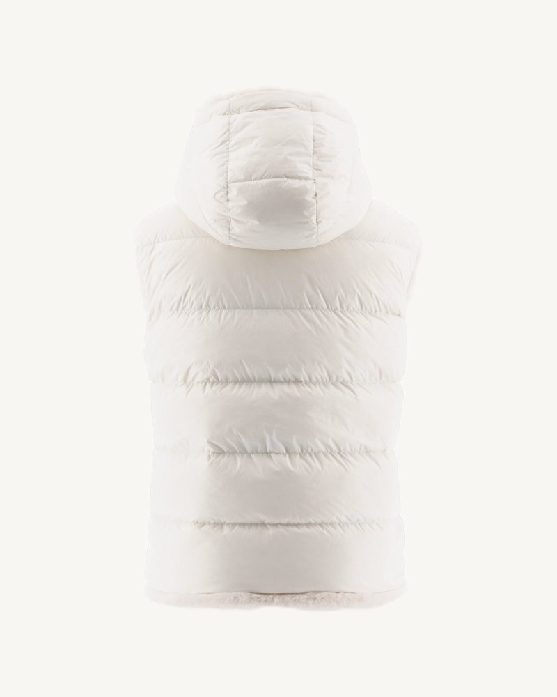 White JOTT Daria Reversible Great Cold Sleeveless Women's Down Jackets | NIC-4996