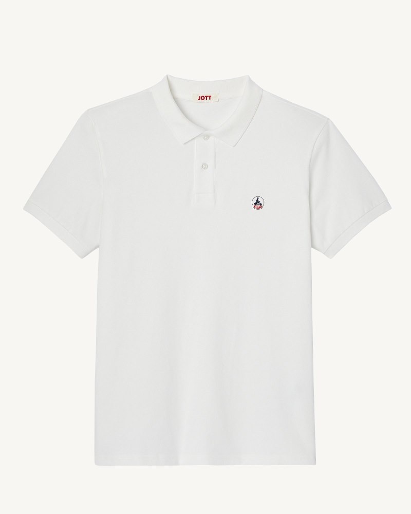 White JOTT Marbella Organic Cotton Men's Polo Shirts | AGM-4139