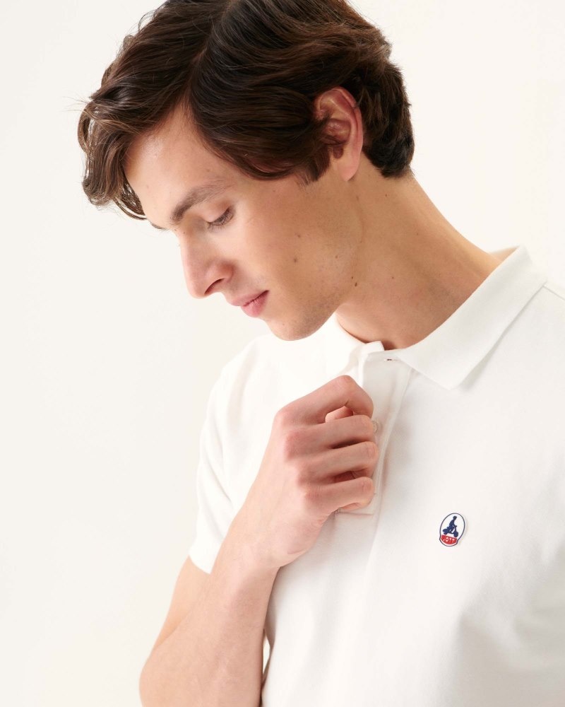 White JOTT Marbella Organic Cotton Men's Polo Shirts | AGM-4139