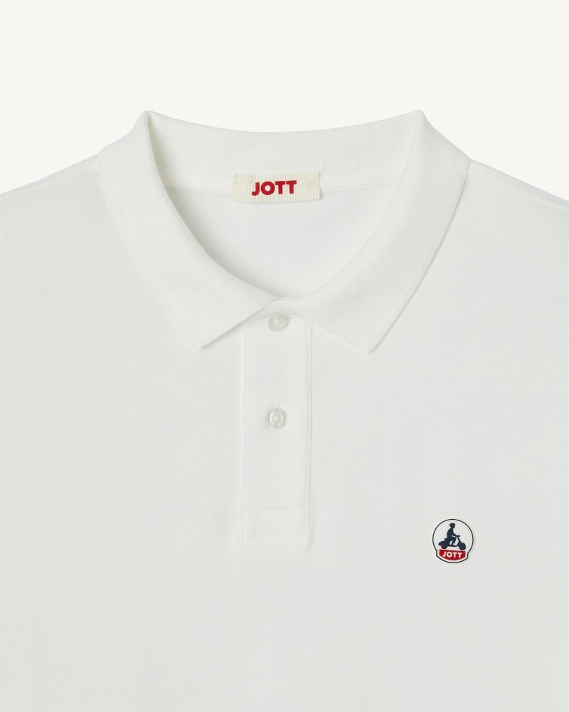 White JOTT Marbella Organic Cotton Men's Polo Shirts | AGM-4139