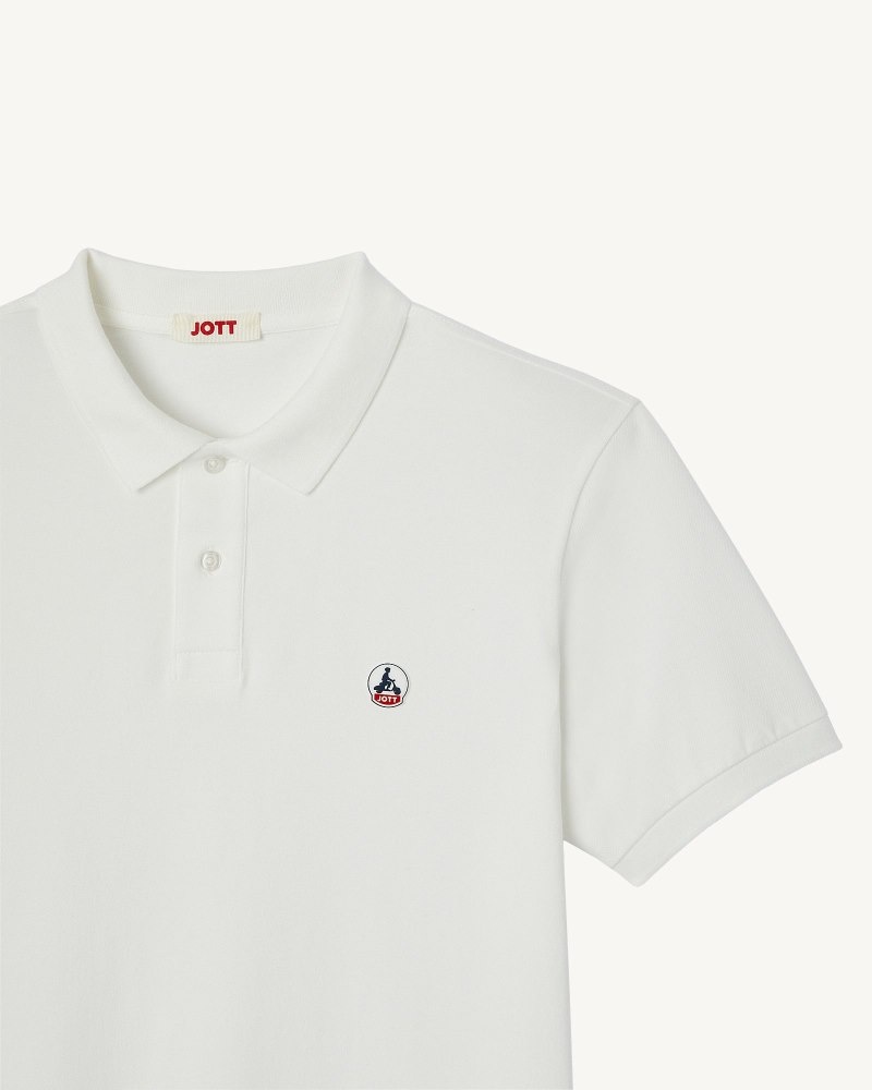 White JOTT Marbella Organic Cotton Men's Polo Shirts | AGM-4139