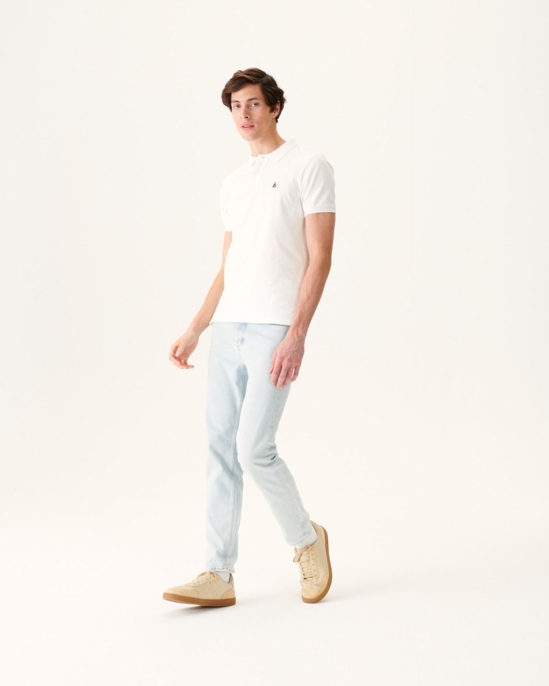 White JOTT Marbella Organic Cotton Men's Polo Shirts | AGM-4139