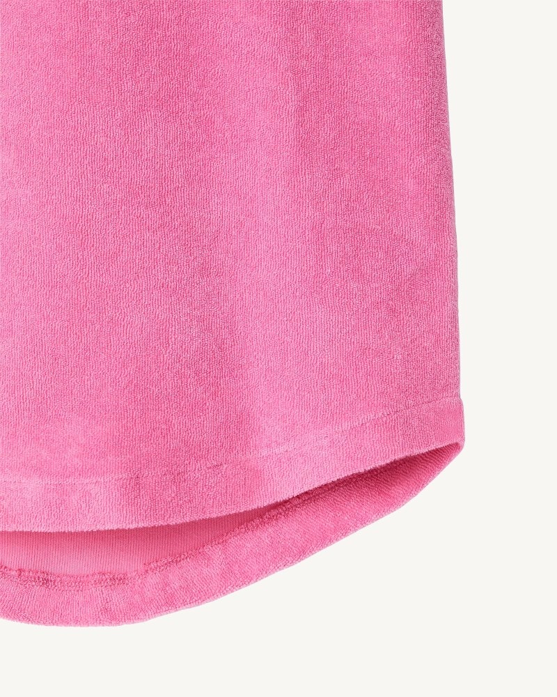 White JOTT Mini Hot Pink Hooded Cotton Terry Kids' Dress | PEL-1371