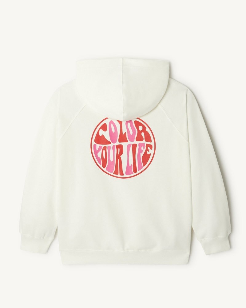 White JOTT Monteria Hooded Fleece Women's Sweatshirts | VFZ-2091