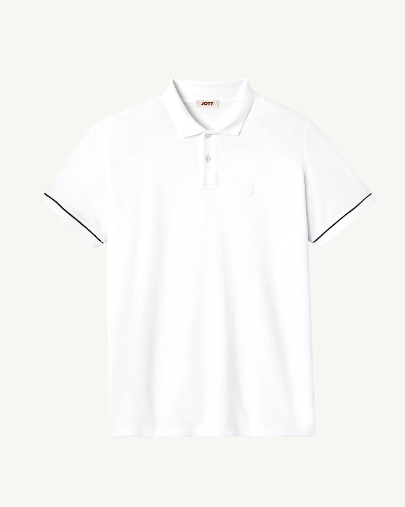 White JOTT Neil Men's Polo Shirts | HDZ-9201