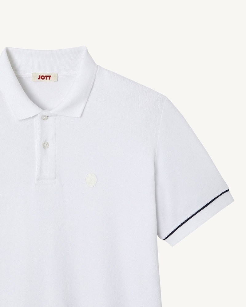 White JOTT Neil Men's Polo Shirts | HDZ-9201