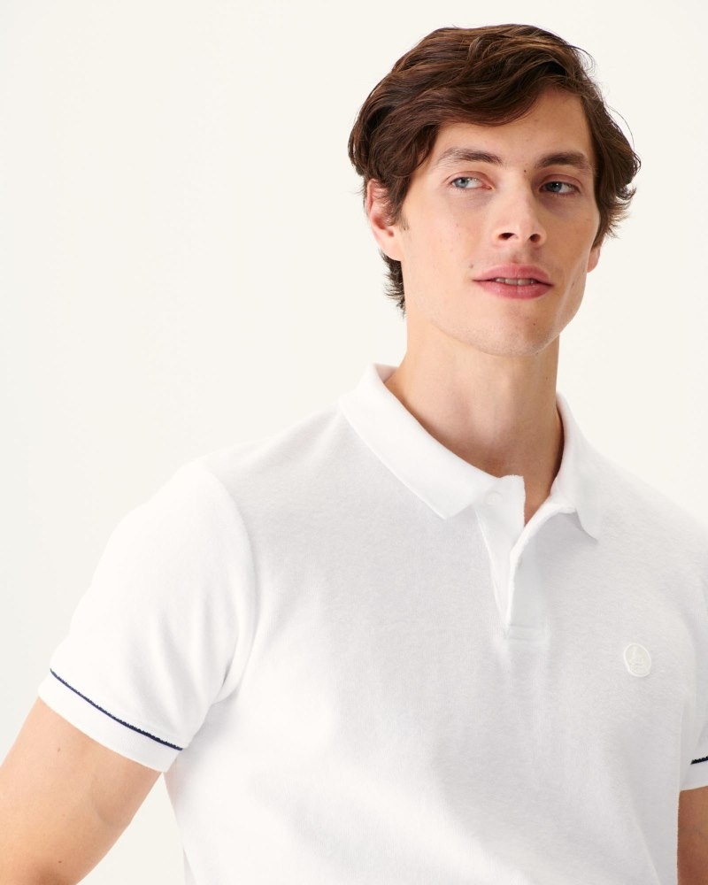 White JOTT Neil Men's Polo Shirts | HDZ-9201