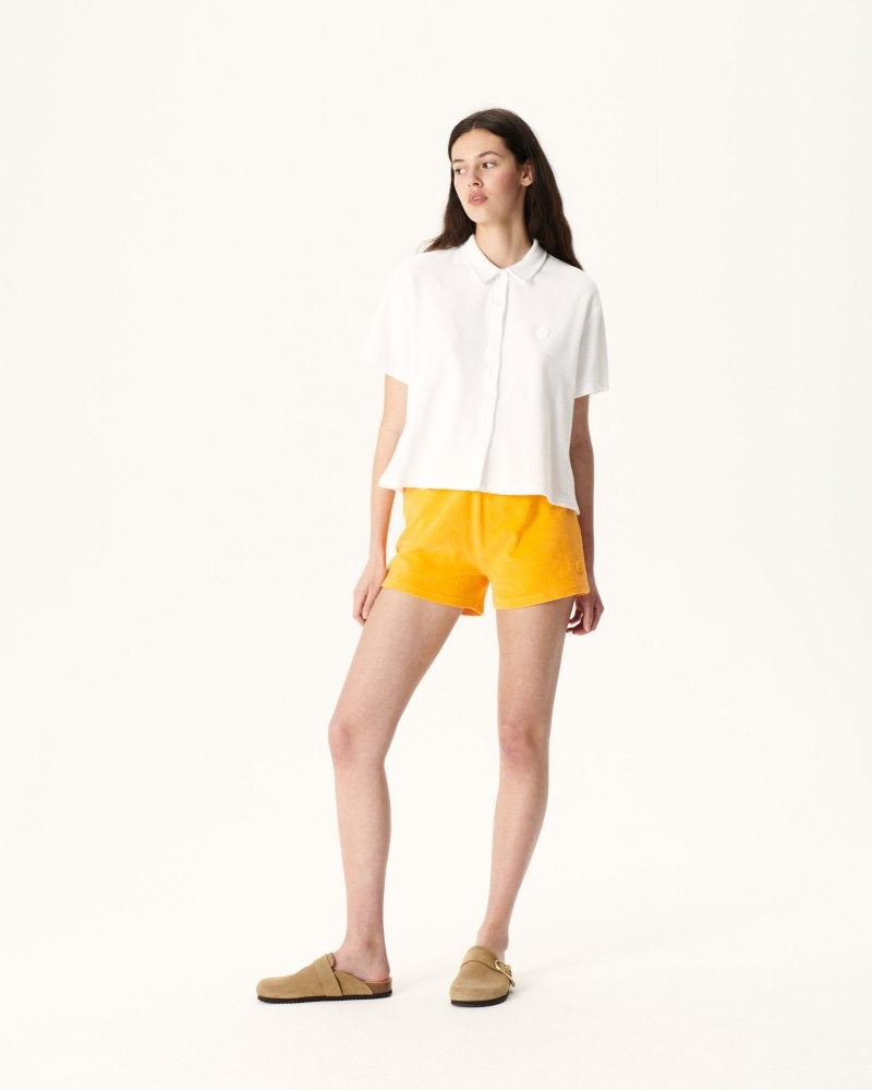 White JOTT Nova Short Terrycloth Women's Shirts | ARS-4431