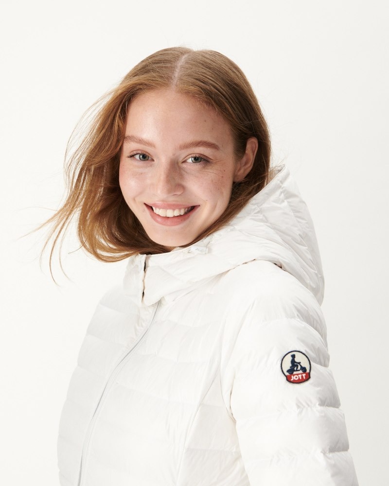 White JOTT Vero Long Hooded Women's Down Jackets | IZV-0116