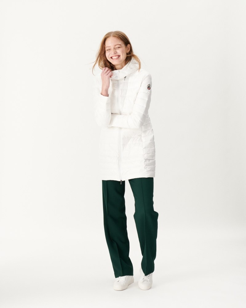 White JOTT Vero Long Hooded Women's Down Jackets | IZV-0116