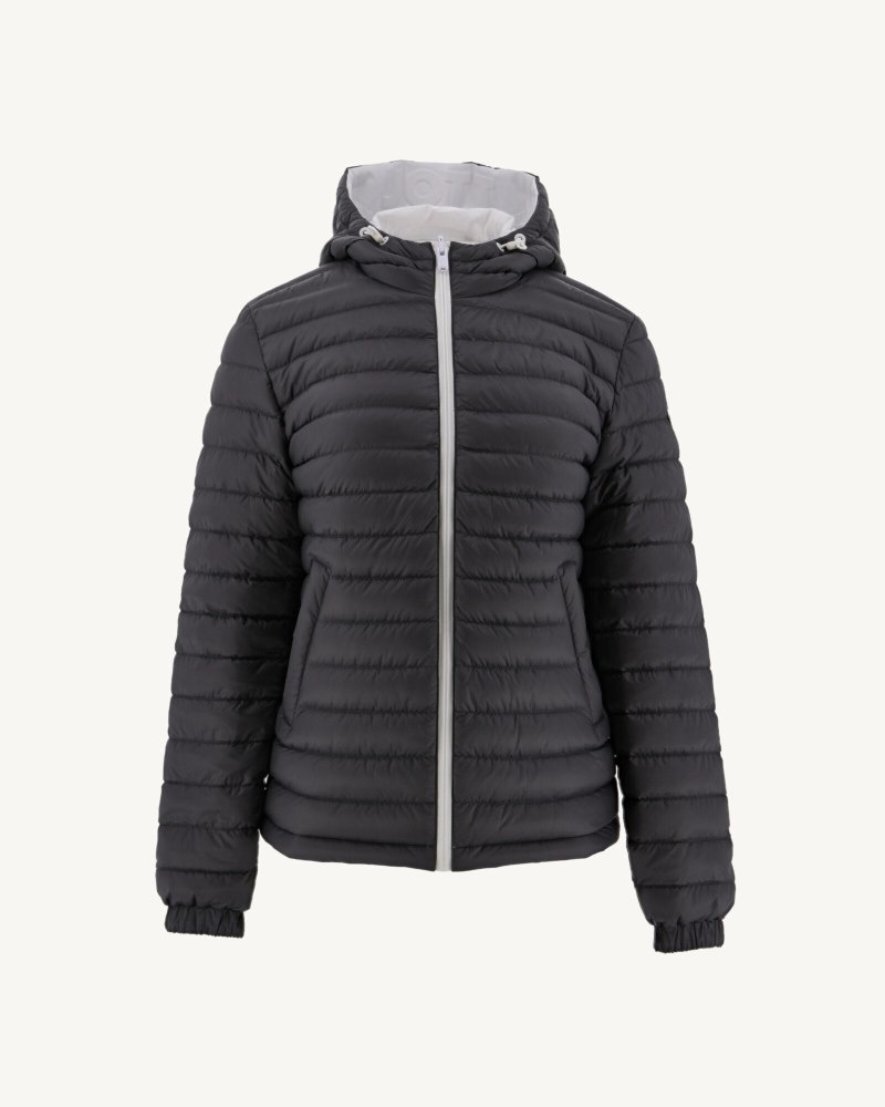 White / Deep Grey JOTT Vienna Reversible Hooded Women's Down Jackets | QEA-6160