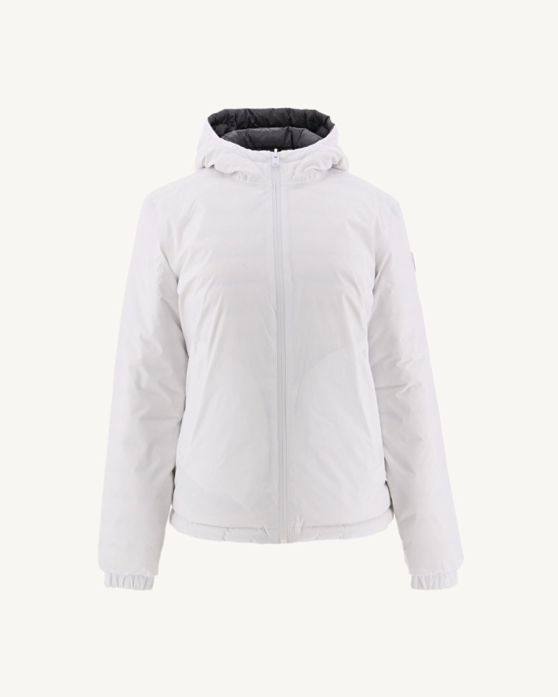 White / Deep Grey JOTT Vienna Reversible Hooded Women\'s Down Jackets | QEA-6160