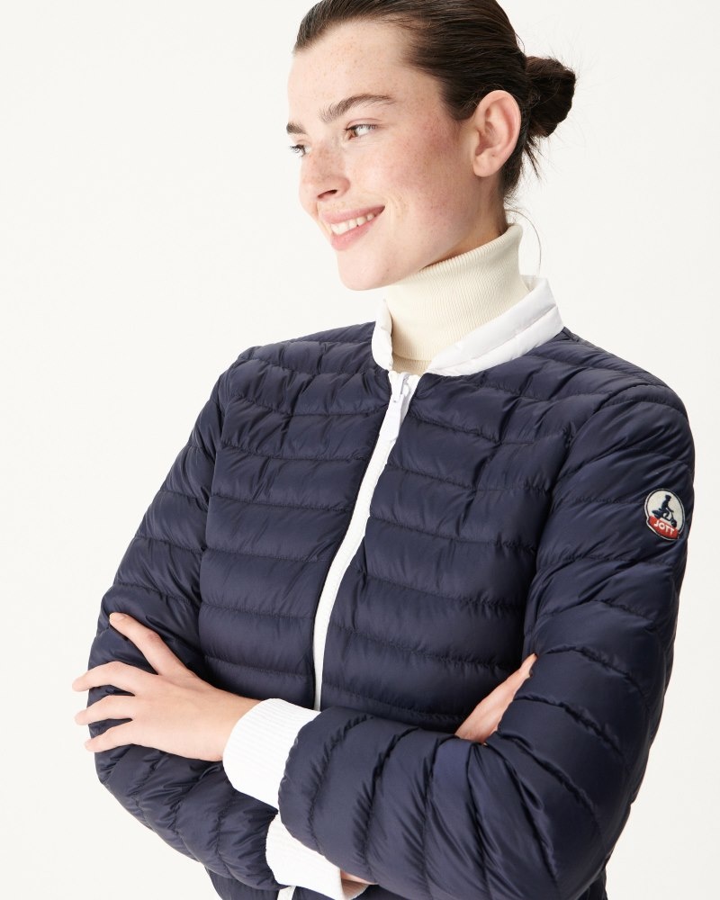 White / Navy JOTT Hanoi Reversible Women's Down Jackets | FIP-8036