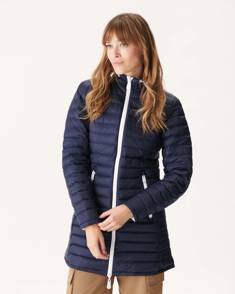 White / Navy JOTT Moscow Reversible Women's Down Jackets | KNL-4755